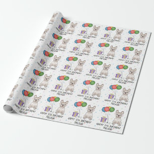 Papel De Regalo Crema Bulldog francés lindo caricatura perro cumpl