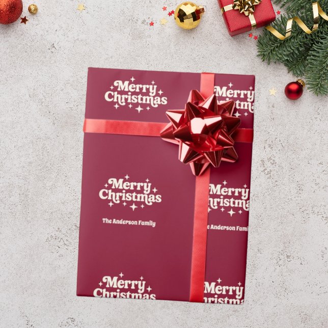 Papel De Regalo Crema de Borgoña Feliz Navidad (Subido por el creador)
