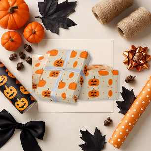 Papel De Regalo Crema de calabaza Naranja lúdica Halloween mínimo