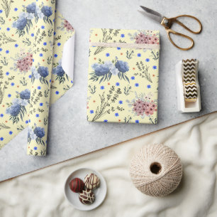 Papel De Regalo Crema de patrón de flor botánica de primavera