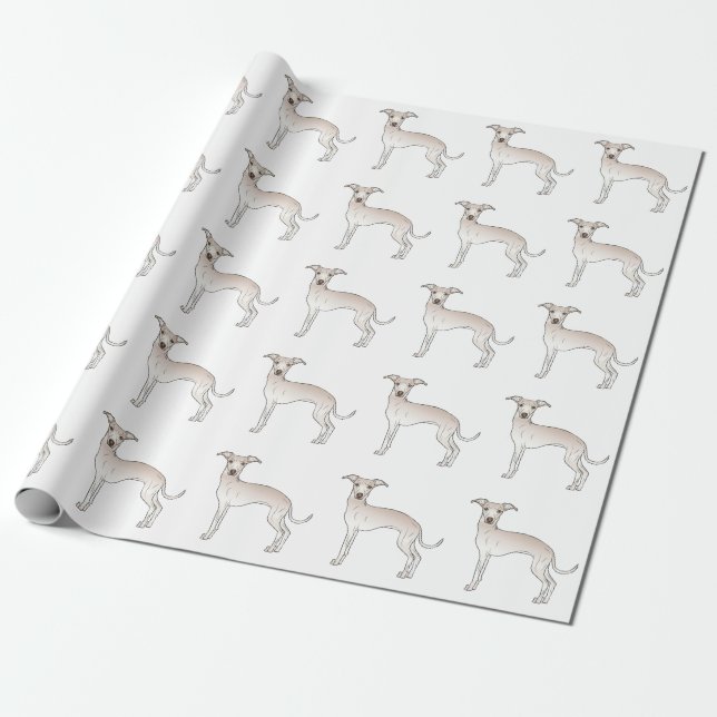 Papel De Regalo Crema Italiana Greyhound Cute Dibujo Patrón Perro (Desenrollado)