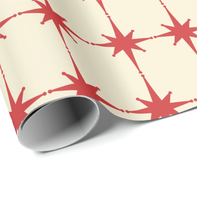 Papel De Regalo Crema roja retro de estrenos modernos de medio sig (Esquina del rollo)