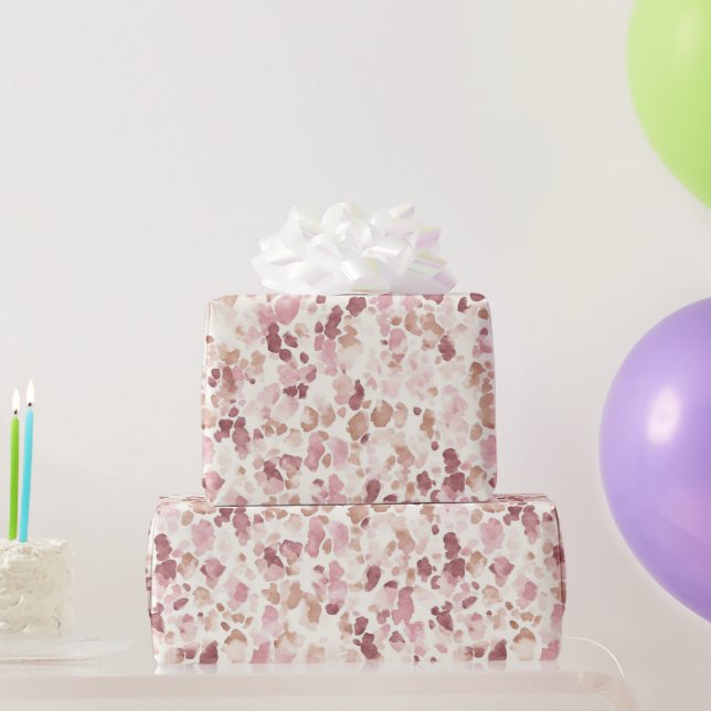 Papel De Regalo Crema rosa Chocolate Leopardo Marrón cumpleaños an (Regalos de fiesta)