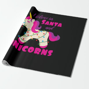 Papel De Regalo Creo en Santa y los unicornios