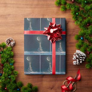 Papel De Regalo Crescent Moon con una estrella Navidad