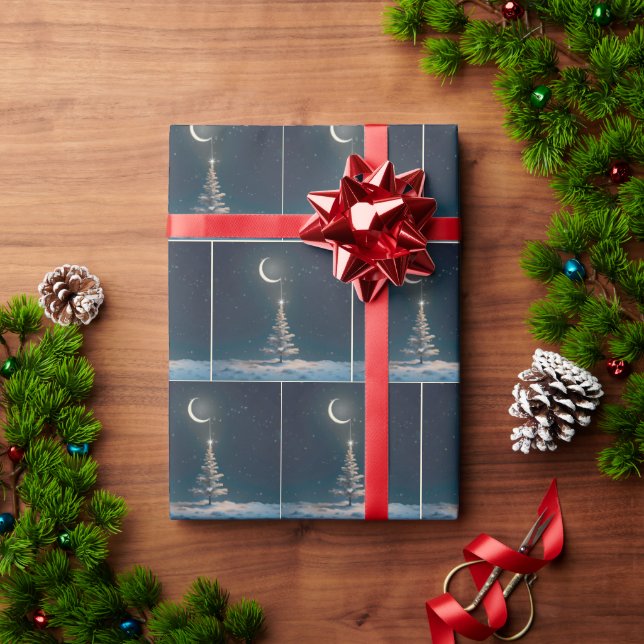 Papel De Regalo Crescent Moon con una estrella Navidad (Regalo de vacaciones)