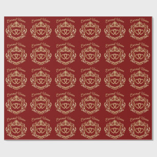 Papel De Regalo Crest de boda Unión Eterna de Oro Elegante Ornam
