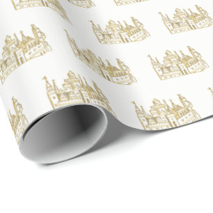 Papel De Regalo Crest de Castillo Heráldico Vintage #2 Falso Oro