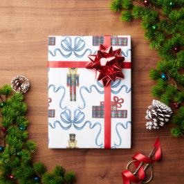 Papel De Regalo Crestón de Monograma de Oso Cascanueces de Cuadros