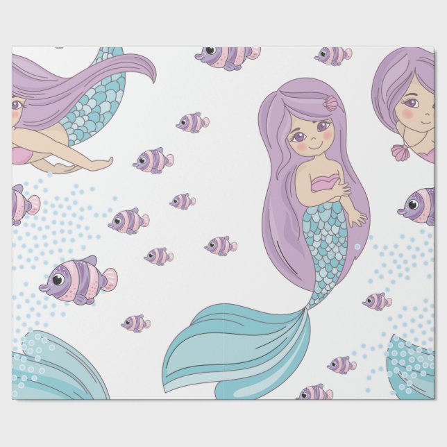 Papel De Regalo Criaturas de sirena y marina (Costura)
