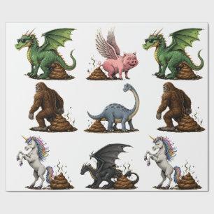 Papel De Regalo Criaturas míticas divertidas defecando