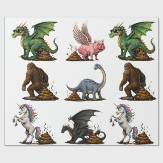 Papel De Regalo Criaturas míticas divertidas defecando