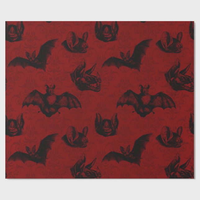Papel De Regalo Crimson & Black Vampyre Bats (Superficie plana)