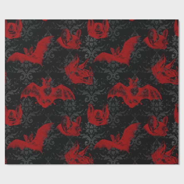 Papel De Regalo Crimson & Black Vampyre Bats (Superficie plana)