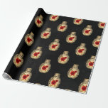 Papel De Regalo Crimson Red and Black Red WWitch<br><div class="desc">Etiquetas con temas de favores de bruja gótica roja Crimson que presentan un patrón de botellas de poción.</div>