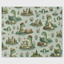 Papel De Regalo Criptídeos Acogedores Nessie Monstruo del Lago Nes