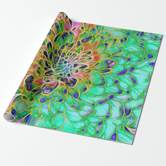 Papel De Regalo Crisantemo del pavo real (Desenrollado)