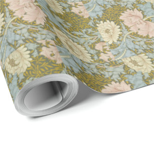 Papel De Regalo Crisantemo rosa floral William Morris