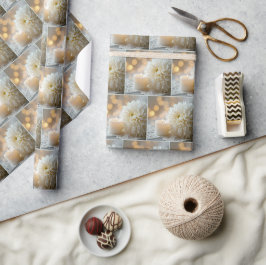Papel De Regalo Crisantemo y Vela Boda blanco