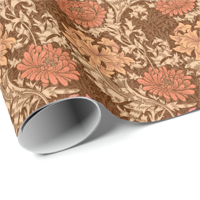 Papel De Regalo Crisantemos, Brown y moho de William Morris (Esquina del rollo)