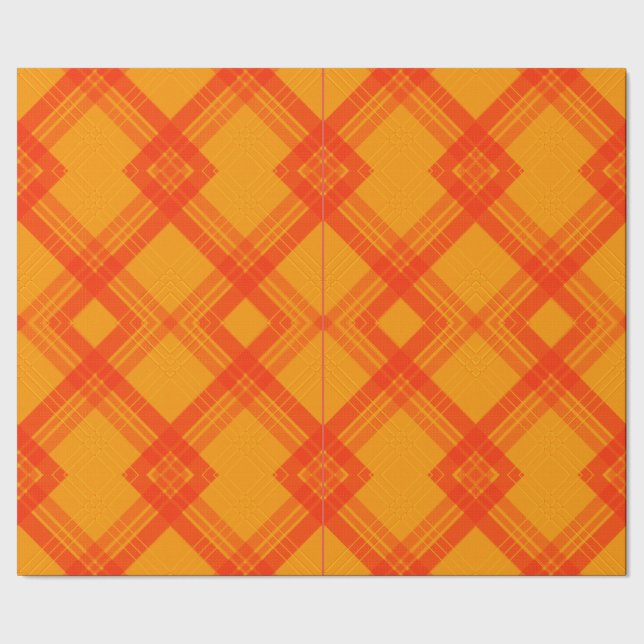 Papel De Regalo Crisscrossed Happy Red & Yellow/Naranja Checks (Costura)