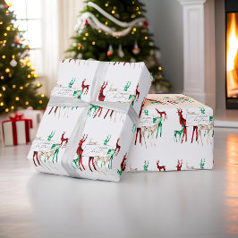 Papel De Regalo Cristal de Piedra Preciosa Reno Feliz Navidad Fies