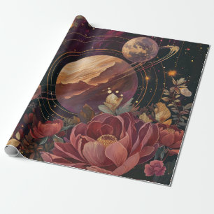 Papel De Regalo Cristal Planetario Nebulosa Celeste Púrpura