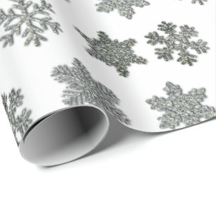 Papel De Regalo Cristales congelados escarcha plateada nieve