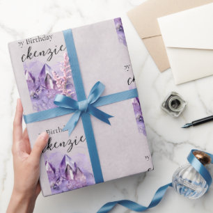Papel De Regalo Cristales de Amatista Morada Acuarela