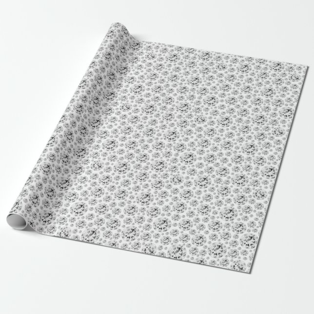 Papel De Regalo Cristales Diamante Plata Gris Blanco Delicado (Desenrollado)