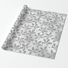Papel De Regalo Cristales Gris plateados Relieve metalizado Hashis