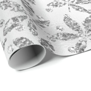 Papel De Regalo Cristales Gris plateados Relieve metalizado Hashis