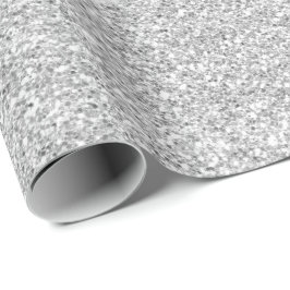 Papel De Regalo Cristales Purpurina Delicado de Plata Gris Blanco
