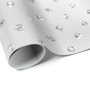 Papel De Regalo Cristales rosados Swarovski Polka puntos Gris plat