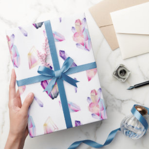 Papel De Regalo Cristales rosados y púrpura