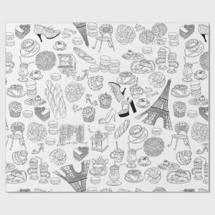 Papel De Regalo croissants paris francia doodle de moda francés