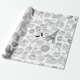 Papel De Regalo croissants paris francia doodle de moda francés