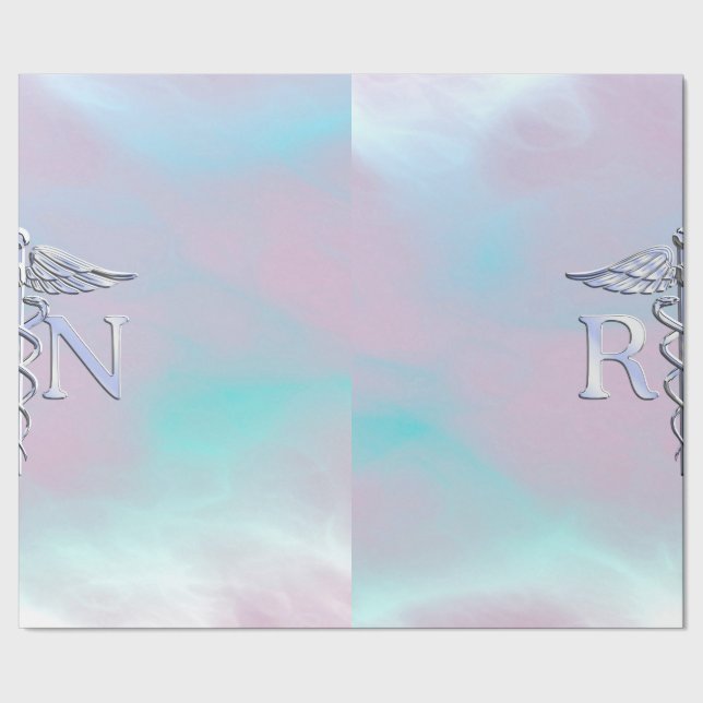 Papel De Regalo Cromado como RN Caduceus en estilo perla madre (Costura)