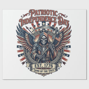 Papel De Regalo Cromado Patriótico Segador Patriota Oscuro Esquele