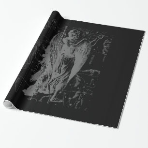 Papel De Regalo Cromo como Rótulo Virgo Zodiac en Hevelio Negro