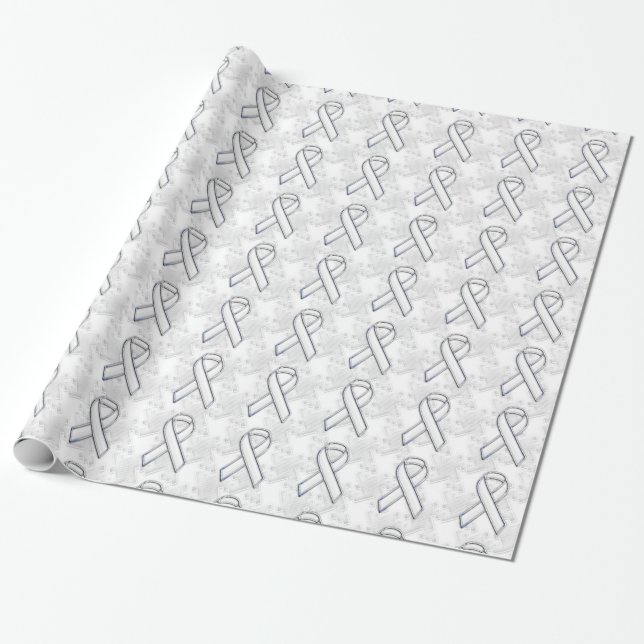 Papel De Regalo Cromo Estilo Cinturón Blanco de Concienciación Hou (Desenrollado)