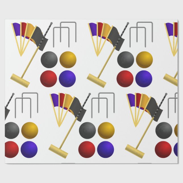Papel De Regalo Croquet Equipment Set Mallet Balls Hoops (Superficie plana)