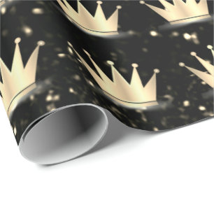 Papel De Regalo Crowne Purpurina Black Sparkly Gold Champaigne
