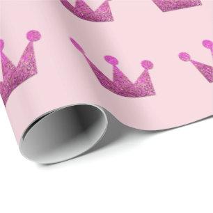 Papel De Regalo Crowns Purpurina Graduación rosa Fuchsia Pastel ro