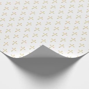Papel De Regalo Cruces cristianas de oro sobre blanco