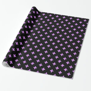 Papel De Regalo Cruces de Lilac Polka sobre negro