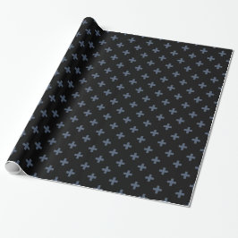 Papel De Regalo Cruces de polka azul-gris sobre negro