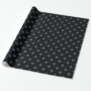 Papel De Regalo Cruces de polka azul-gris sobre negro