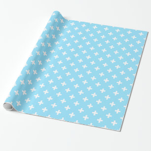 Papel De Regalo Cruces de polka blanco sobre azul bebé