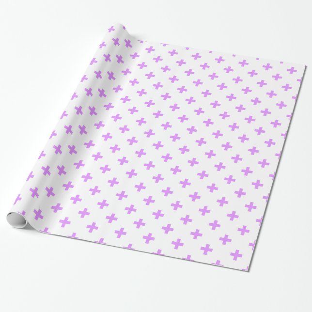 Papel De Regalo Cruces de polka de Lilac sobre blanco (Desenrollado)